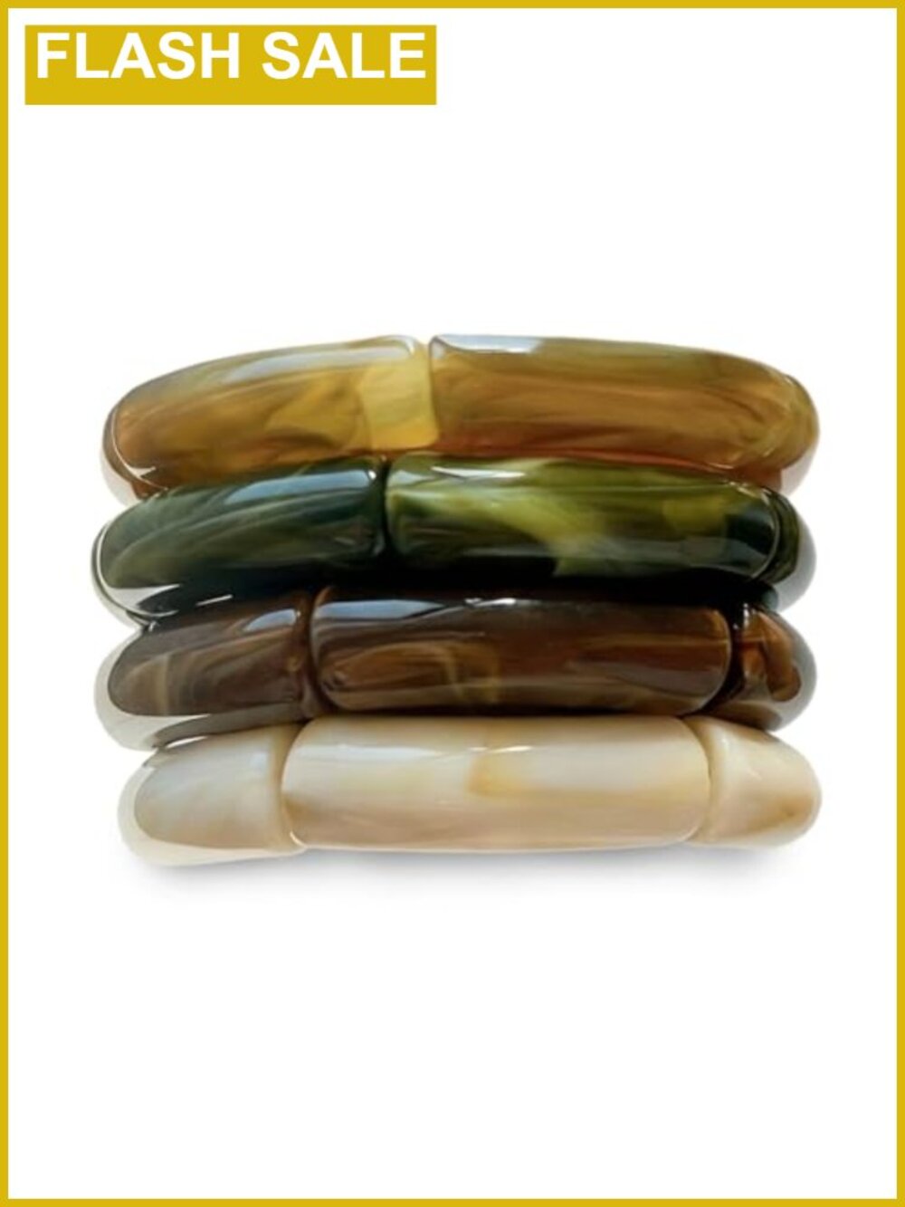 Chunky Acrylic Bamboo Stretch Bangle Bracelet Stack Boho Fashion Jewelry